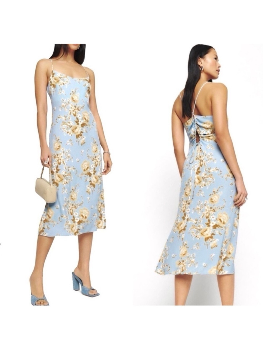 Reformation Dover Floral Print Dress - Heavenly $178